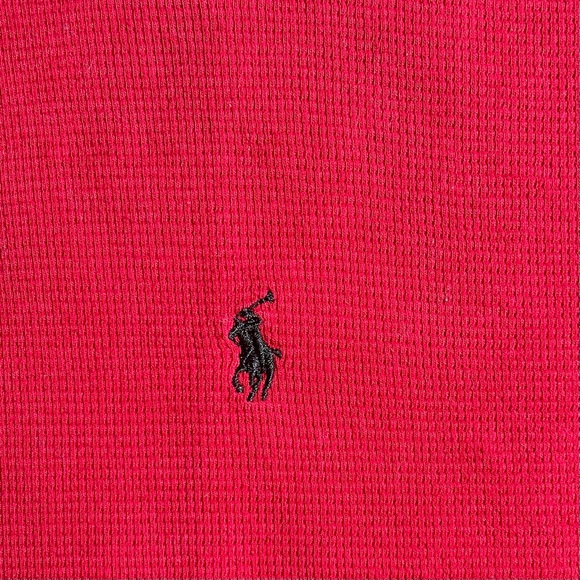 Polo Ralph Lauren Thermal sleepwear shirt Large red cotton mens waffle knit - Picture 3 of 7